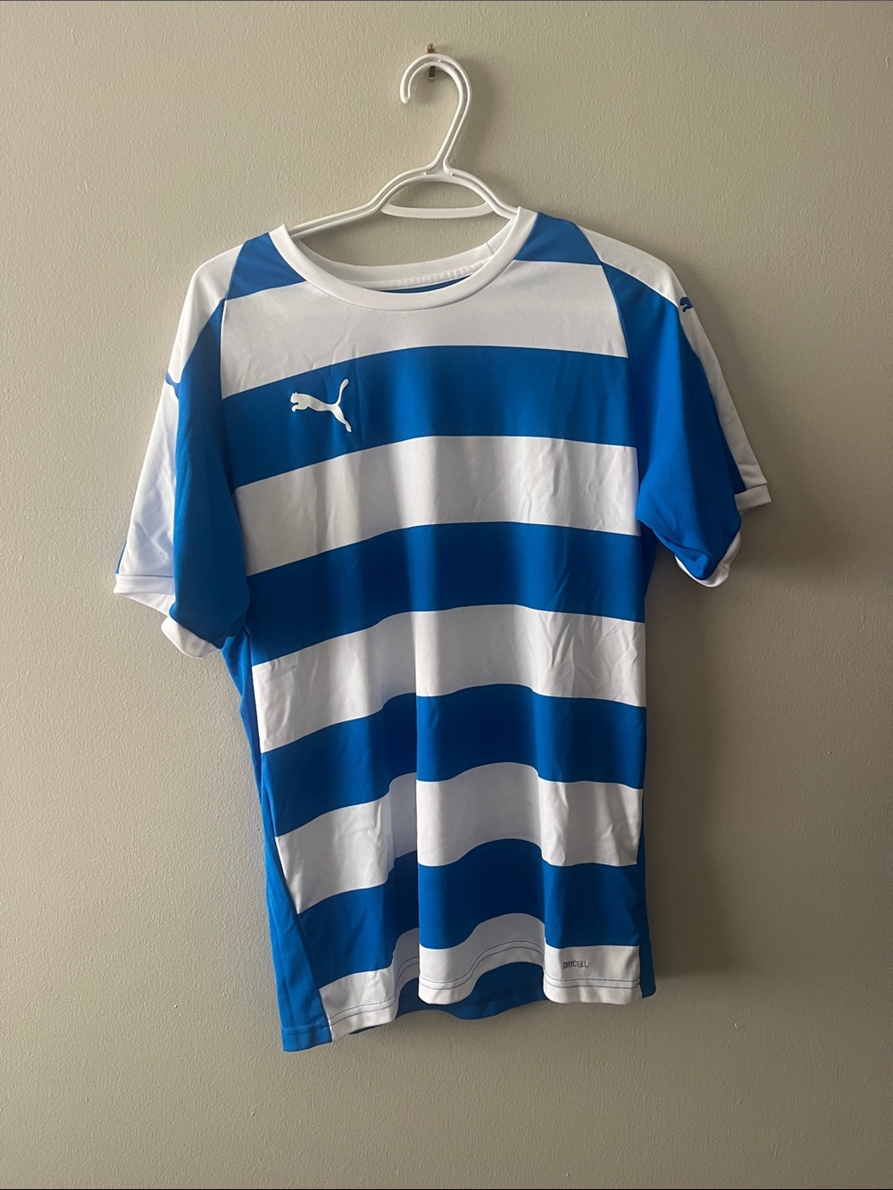Puma Blue and White Striped Performance Jersey